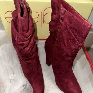 Glaze Boots Suede Red Zip-up With box Size 6.5M Women's Calf Style